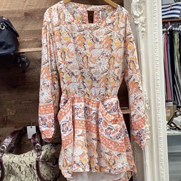 NWT Free People Sun Print Cut Out Dress Size Medium - Picture 4 of 11